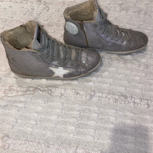 GG francy sneakers with shearling in silver - Picture 6 of 8